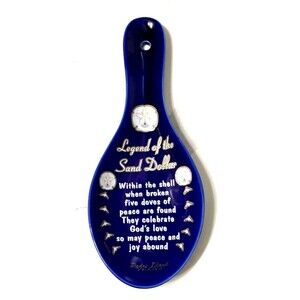 Legend of the Sand Dollar Spoon Rest Ceramic Colbalt Blue